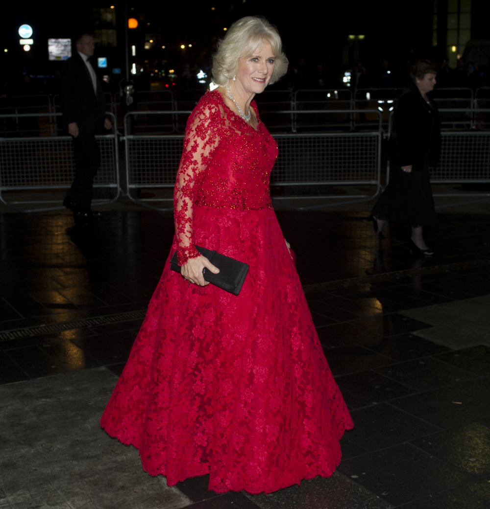 Герцогиня Камилла носила большое красное кружевное платье с блестками: салфетка или шик?