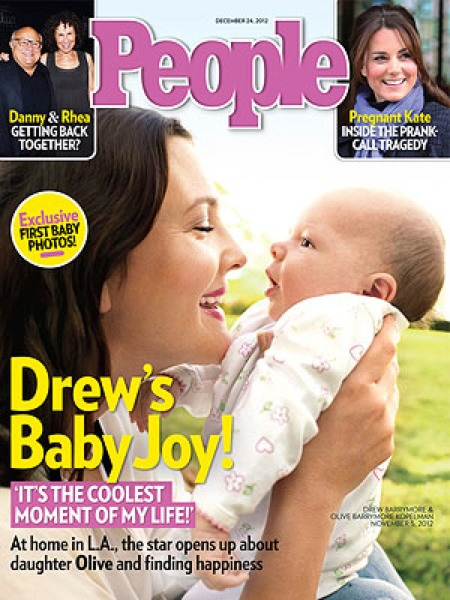 Дрю Бэрримор рассказывает о своей самой большой любви, малышке Олив, на обложке People Mag